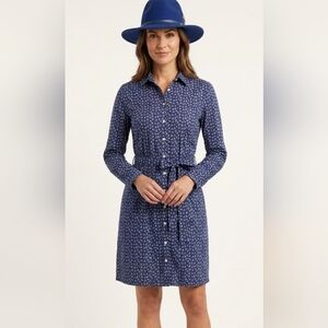 New BROOKS BROTHERS Cotton Shirt Dress Roll Tab Sleeve Size 6 Navy Nautical